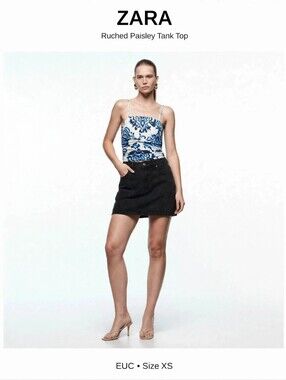 ZARA Ruched Paisley Tank Top